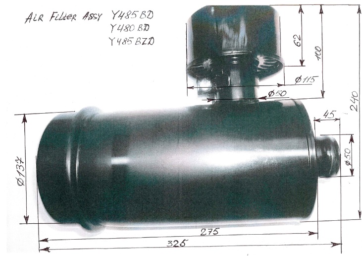 Фильтр воздушный в сборе цилиндрический Ricardo Y485BD; TDK 17 4L/Air filter assy