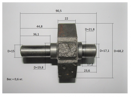 Вал вибратора (L=90 мм) с противовесом виброрейки / (SHAFT Assy&Counter weight,М128100004- М128100003)