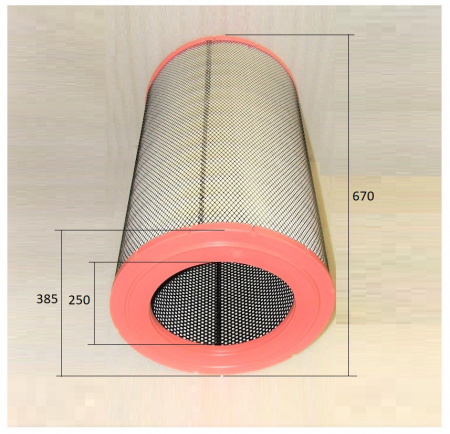 Фильтр воздушный одинарный цилиндрический ("глухой торец")  Baudouin12M26 (385х250х670) /Air filter (331008000249)
